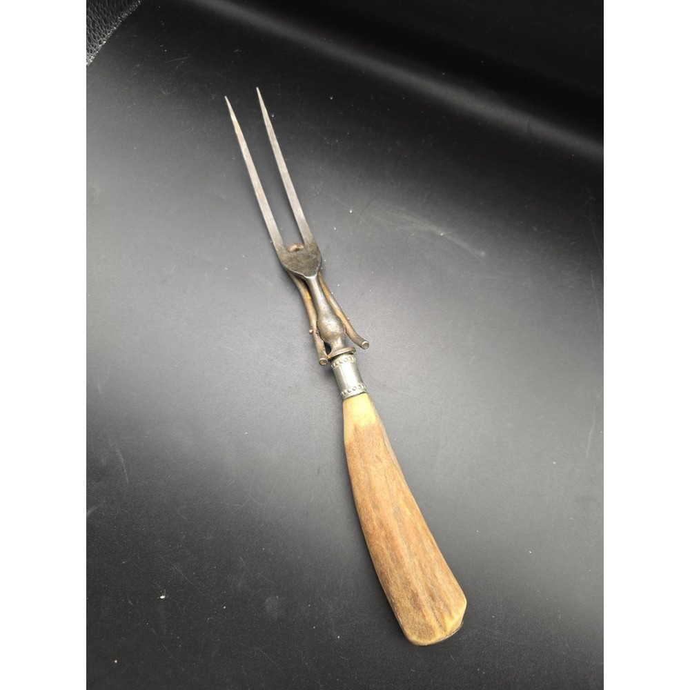 Vintage antler handle 11" carving fork